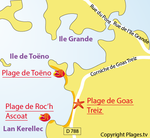 Plan de la plage de Roch Ascoat à Trébeurden