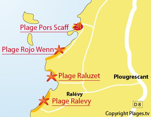 Plan de la plage de Rojo Wenn à Plougrescant