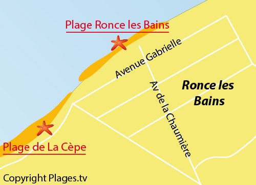 Map of Ronce les Bains Beach in La Tremblade