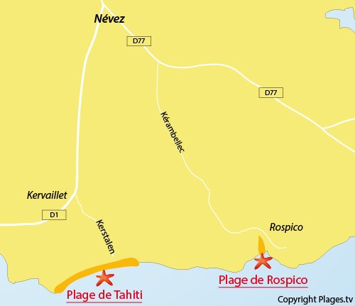 Carte de la plage de Rospico à Névez