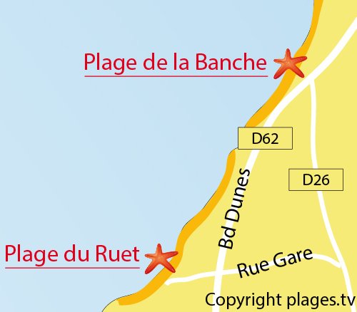 Carte de la plage du Ruet à St Jacut de la Mer