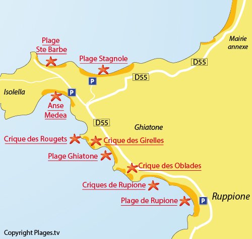 Map of Ruppione Beach in Pietrosella