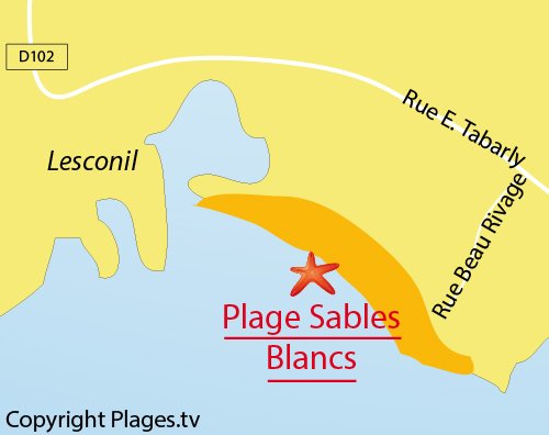 Carte de la plage des Sables Blancs à Loctudy