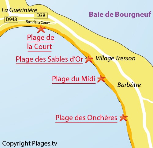 Map of Sables d'Or Beach in Noirmoutier