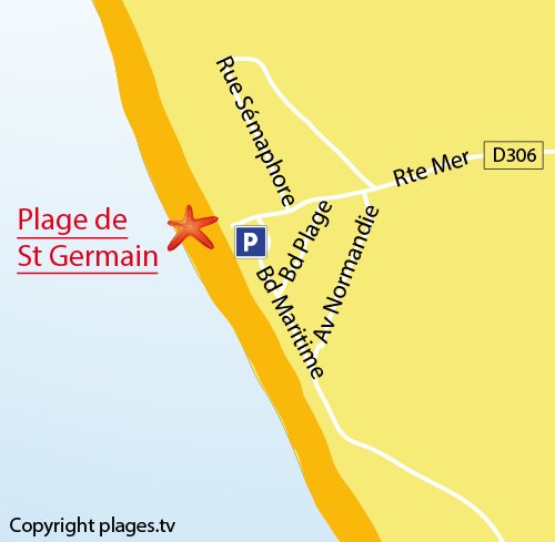 Map of Saint Germain sur Ay beach in Normandy