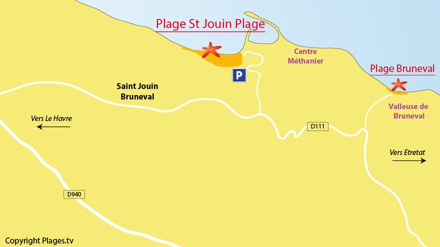 Plan des plages de St Jouin Bruneval en Normandie