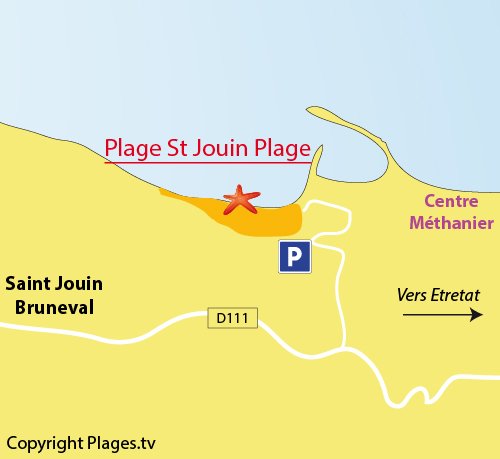 Map of Saint-Jouin-Plage Beach in Saint-Jouin-Bruneval 