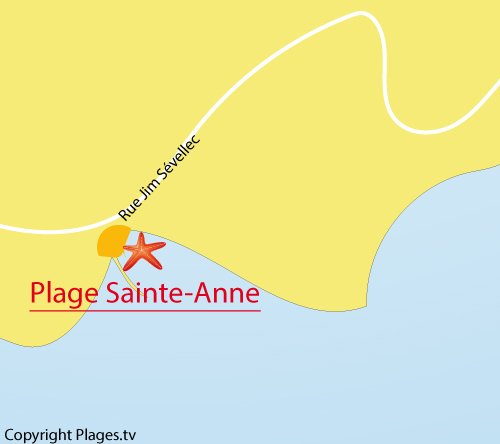 Carte de la plage de Sainte Anne à Brest