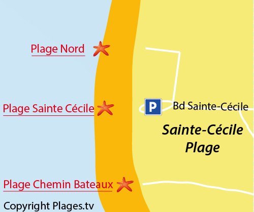 Carte de la plage de Sainte Cécile dans le Nord