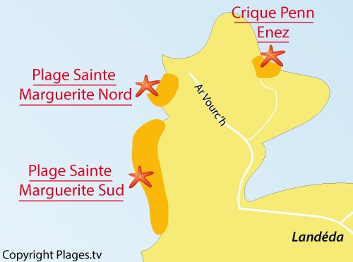 Carte de la plage de Sainte Marguerite à Landéda