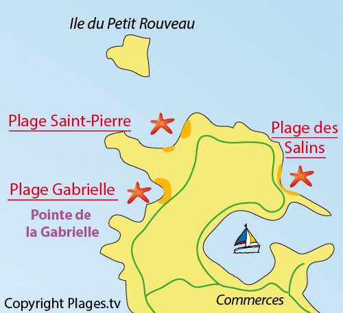 Map of Salins Beach in Ile des Embiez