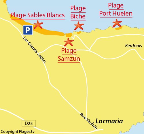 Map of Samzun Beach in Belle Ile en Mer