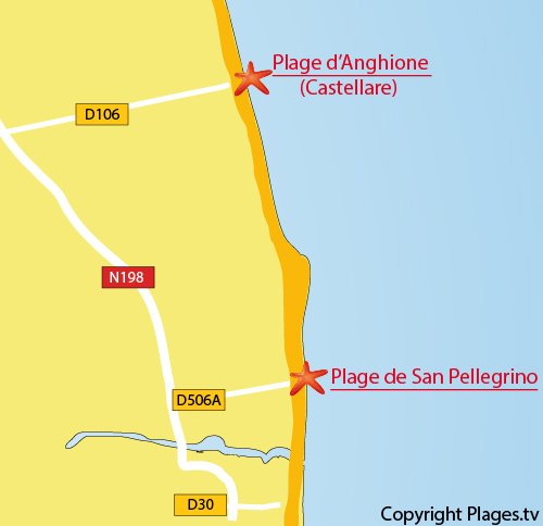 Plan de la plage de San Pellegrino en Corse