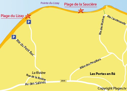 Carte de la plage de la Saucière - Les Portes en Ré