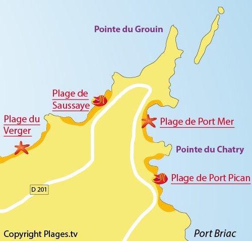 Map of Saussaye Beach in Cancale