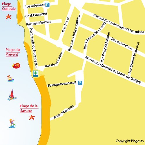 Carte de la plage de la Savane à Capbreton