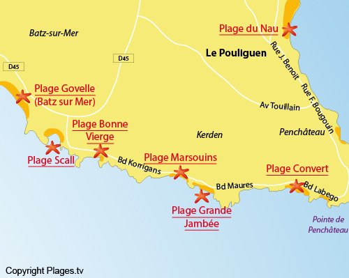 Map of Scall Beach in Le Pouliguen