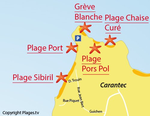 Carte de la plage Sibiril de Carantec