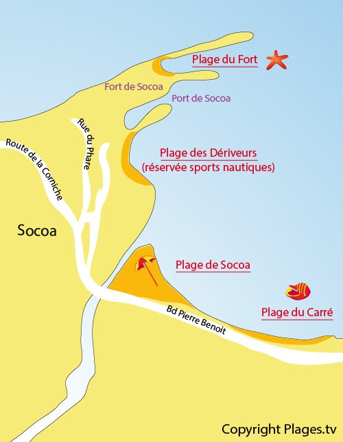 Map of Socoa Beach in Ciboure