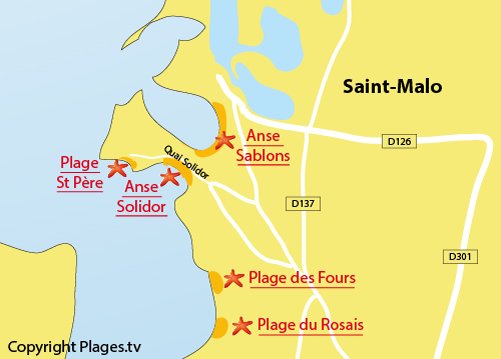 Map of the Solidor Beach in Saint-Malo