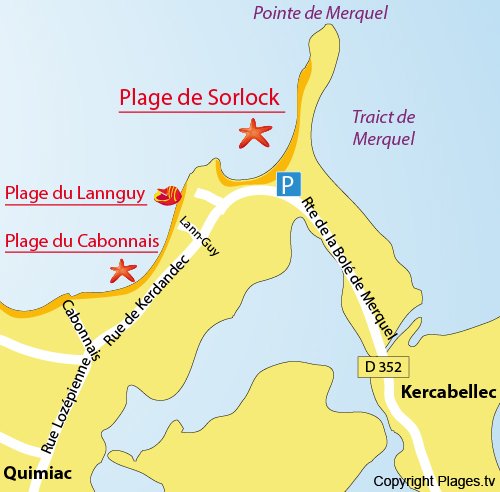 Carte de la plage de Sorlock à Quimiac