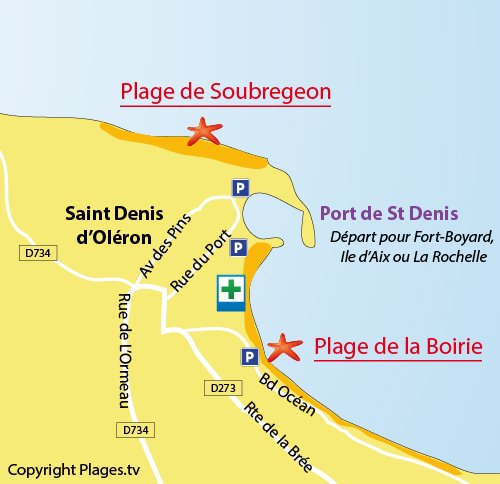 Plan de la plage de Soubregeon de St Denis d'Oléron