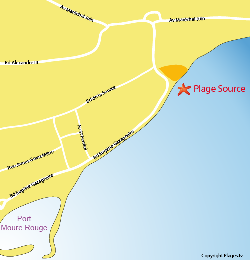 Mappa Spiaggia della Source a Cannes