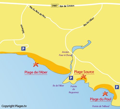 Carte de la plage de la Source à Crozon