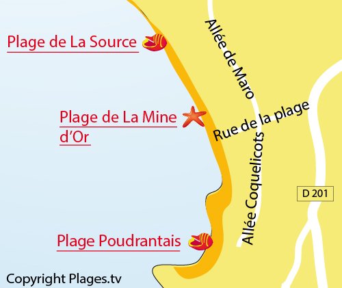 Carte de la plage de la Source - Pénestin