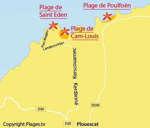 Carte de la plage de Saint Eden à Plouescat