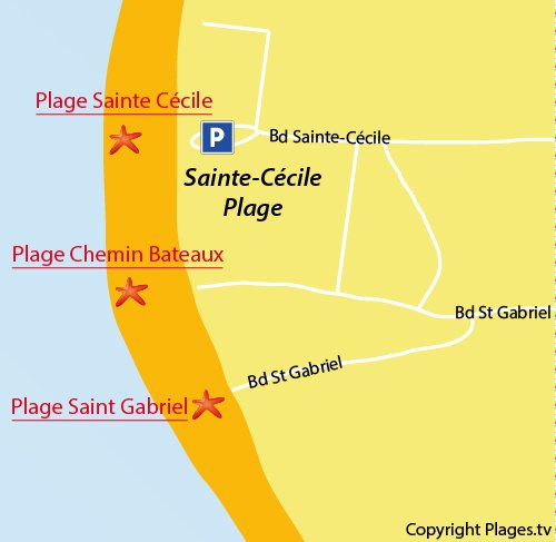 Carte de la plage de St Gabriel à Ste Cécile