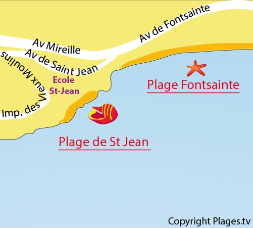 Map of the Saint Jean Beach in La Ciotat