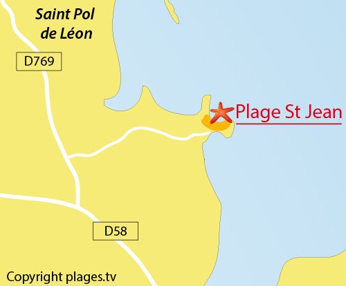 Carte de la plage de St Jean à St Pol de Léon