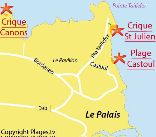 Carte de la plage de Saint Julien à Belle Ile