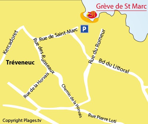 Carte de la plage de St Marc à Tréveneuc