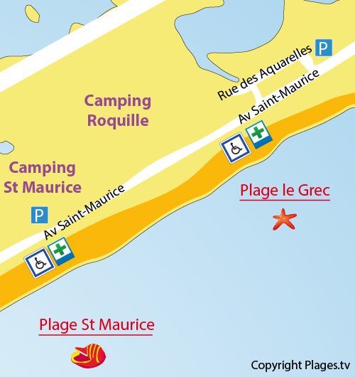 Mappa della Spiaggia St Maurice a Palavas les Flots