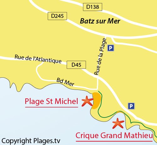 Plan de la plage de St Michel à Batz sur Mer