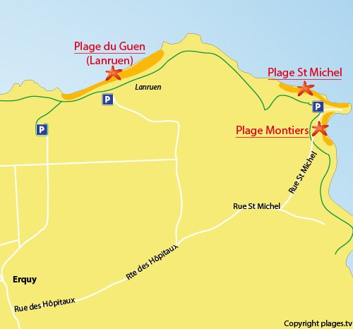 Carte de la plage de St Michel à Erquy