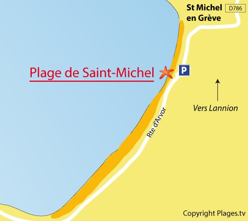 Plan de la plage de St Michel en Grève (Côtes d'Armor)