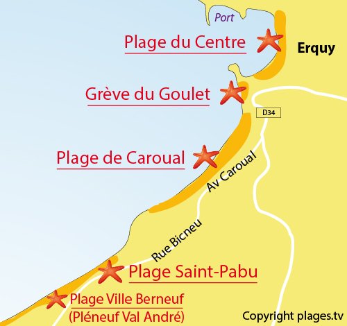 Map of Saint Pabu beach in Erquy