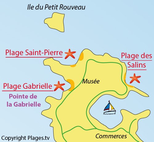 Plan de la plage St Pierre sur l'ile des Embiez