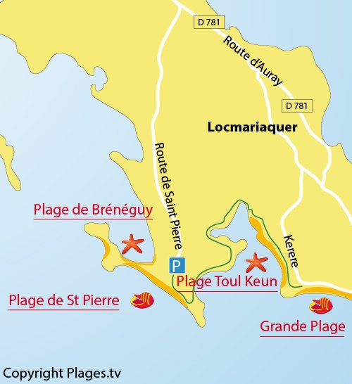 Map of Saint Pierre Beach in Locmariaquer