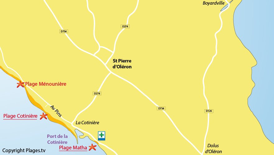 Plan des plages de St Pierre d'Oléron