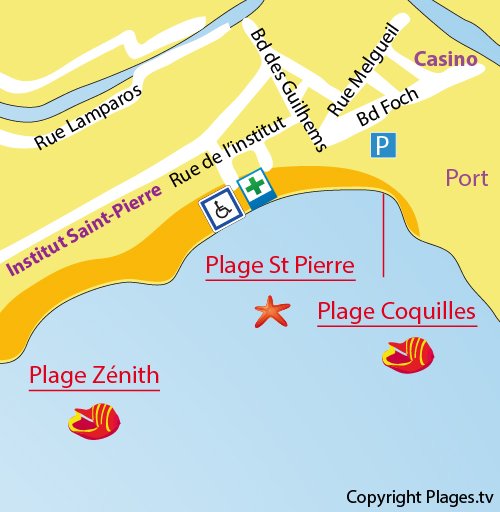 Map of St Pierre Beach in Palavas les Flots
