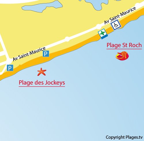 Map of Saint Roch Beach in Palavas les Flots