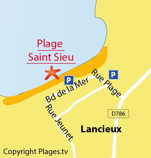 Carte de la plage de St Sieu à Lancieux