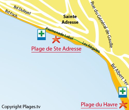 Carte de la plage de Ste Adresse