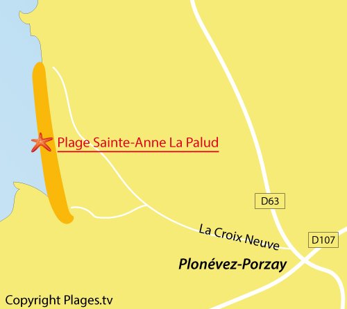 Carte de la plage de Sainte Anne à Plonévez-Porzay