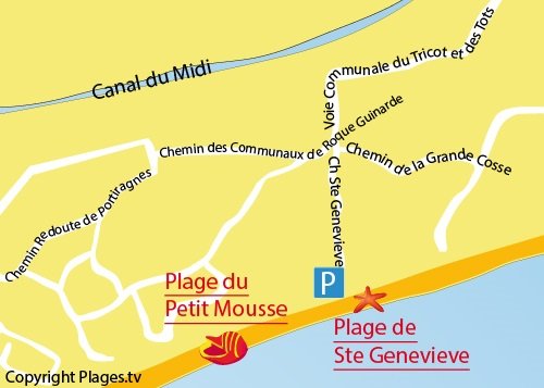 Plan de la plage de Sainte Genevieve à Vias-Plage