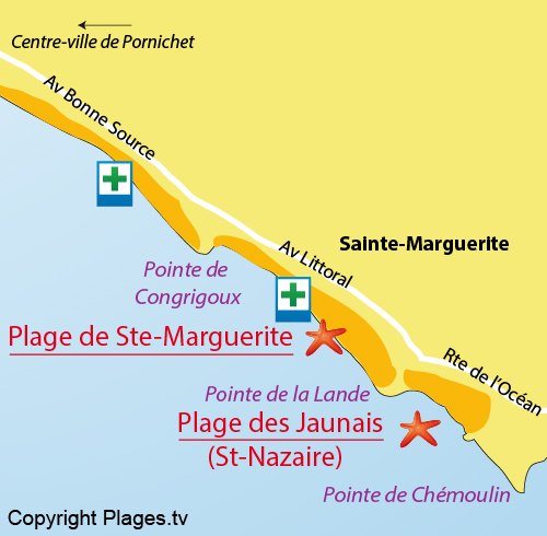 Map of Saint Marguerite Beach in Pornichet